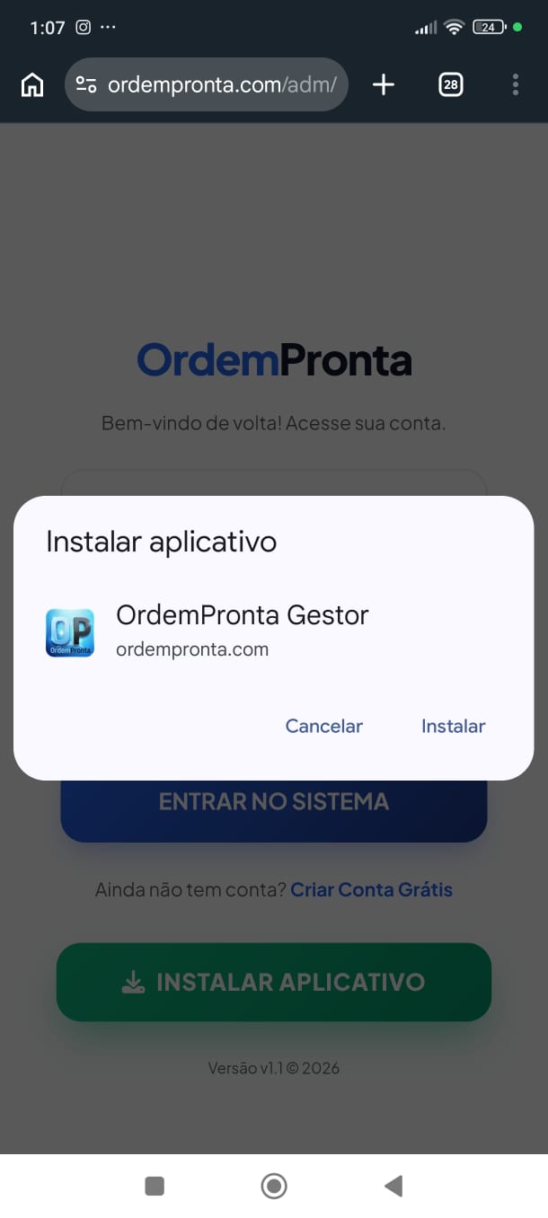 Passo 2 - Menu do navegador